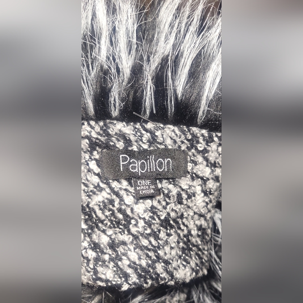 Papillon Black and White Furry Poncho - Picture 3 of 3